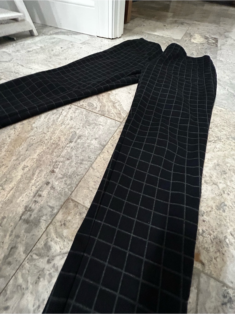 Calvin Klein Black Windowpane Ponte Knit Ankle Pants